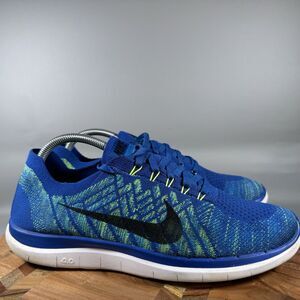 Nike Free 4.0 Flyknit Shoes Men's 10 Running Blue Running Sneakers